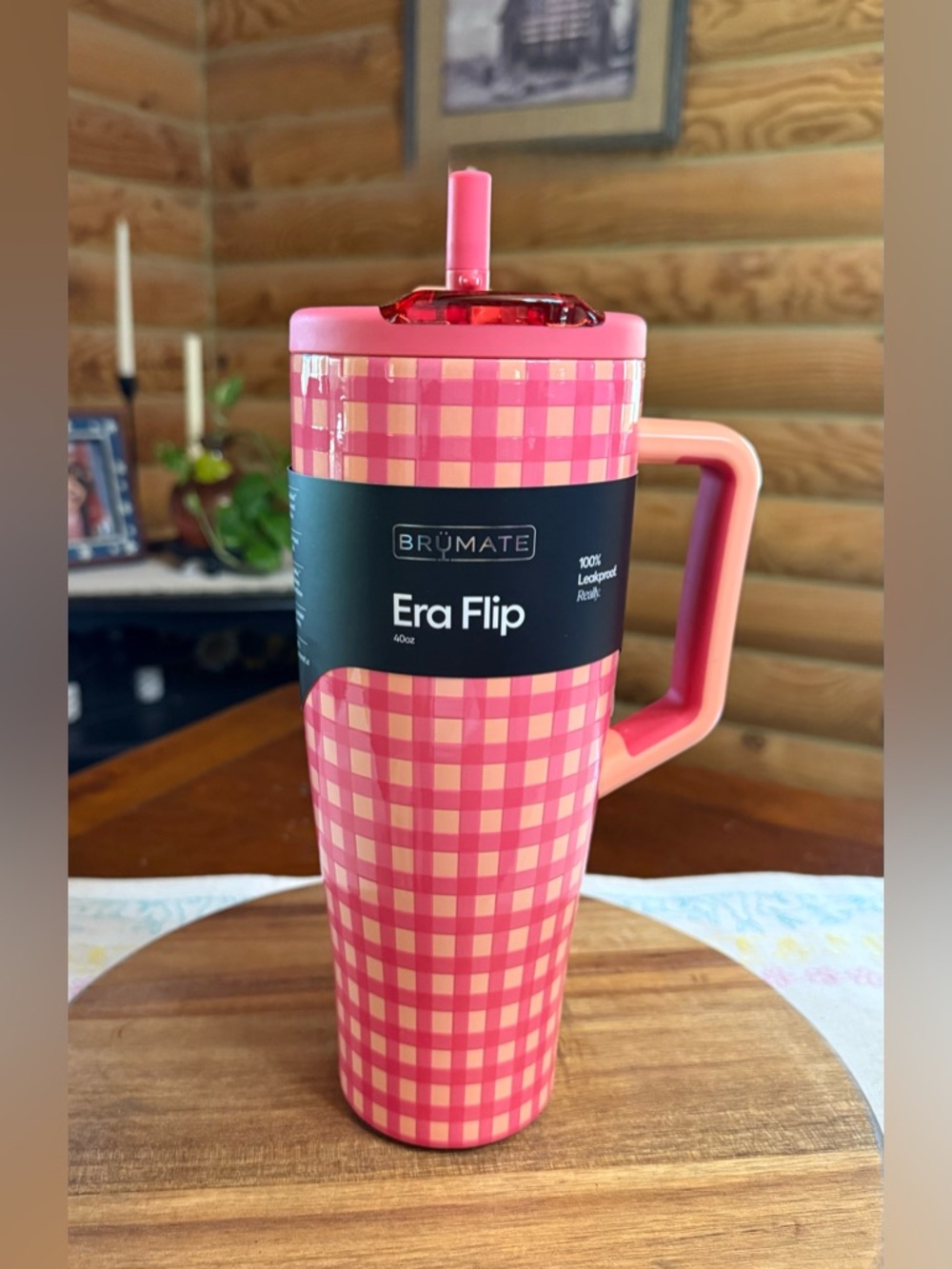 PEACH GINGHAM Brumate + Madi Nelson Lmtd Ed 40oz ERA FLIP Leakproof Tumbler